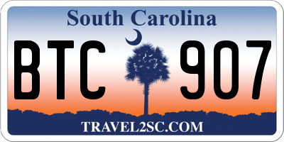 SC license plate BTC907