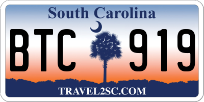 SC license plate BTC919