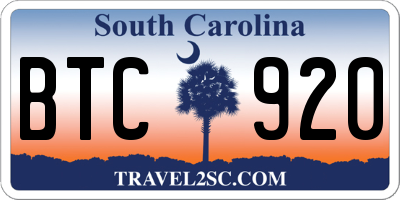 SC license plate BTC920