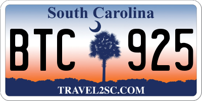 SC license plate BTC925