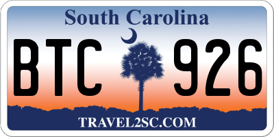 SC license plate BTC926