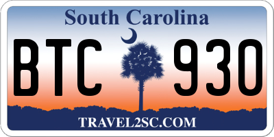 SC license plate BTC930