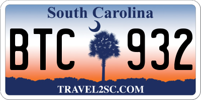 SC license plate BTC932
