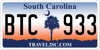 SC license plate BTC933