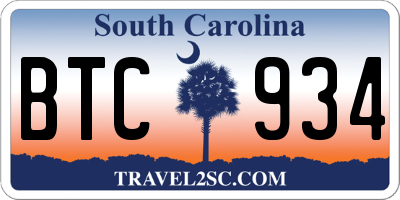 SC license plate BTC934