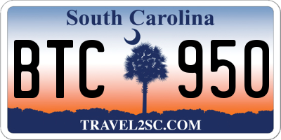 SC license plate BTC950