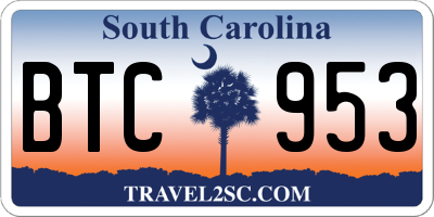 SC license plate BTC953