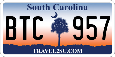 SC license plate BTC957