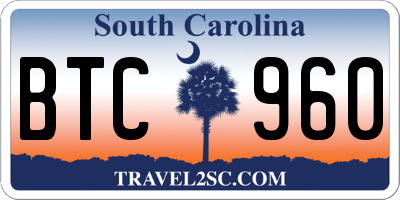 SC license plate BTC960