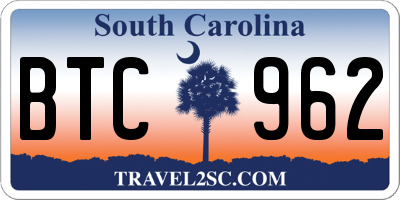 SC license plate BTC962