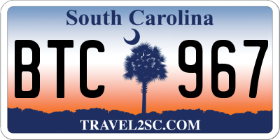 SC license plate BTC967