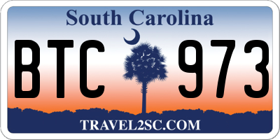 SC license plate BTC973