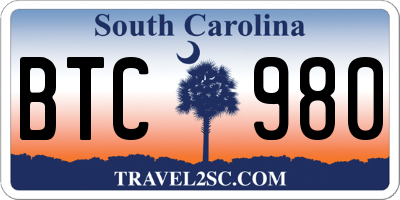 SC license plate BTC980