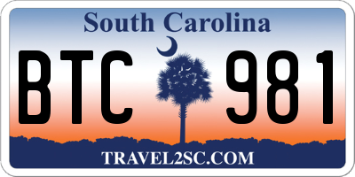 SC license plate BTC981