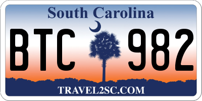SC license plate BTC982