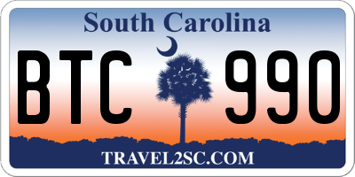 SC license plate BTC990