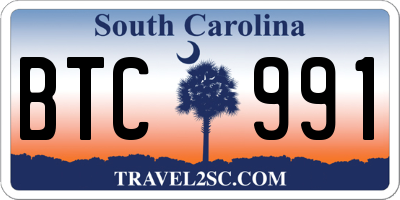 SC license plate BTC991