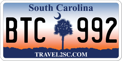 SC license plate BTC992