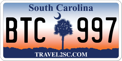 SC license plate BTC997