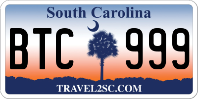 SC license plate BTC999