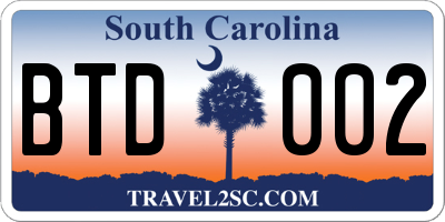 SC license plate BTD002