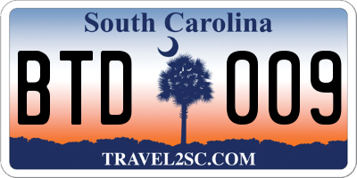 SC license plate BTD009