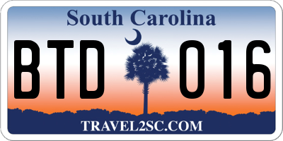SC license plate BTD016