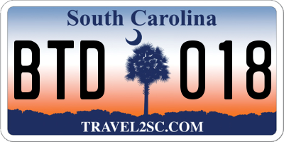 SC license plate BTD018