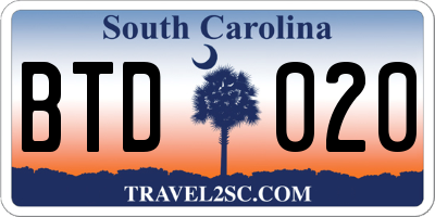 SC license plate BTD020