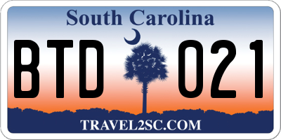 SC license plate BTD021