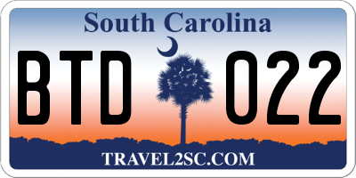 SC license plate BTD022