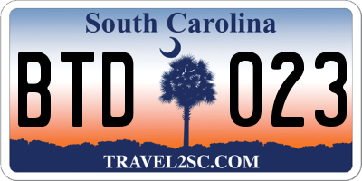 SC license plate BTD023