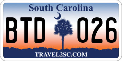 SC license plate BTD026