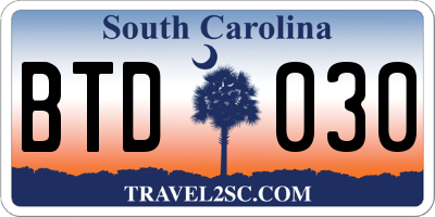 SC license plate BTD030