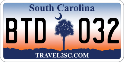 SC license plate BTD032