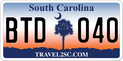 SC license plate BTD040