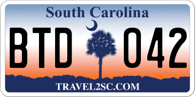SC license plate BTD042