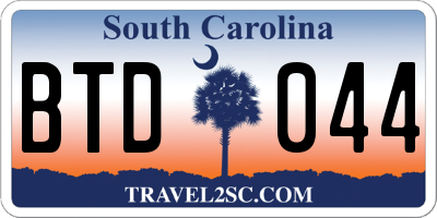 SC license plate BTD044