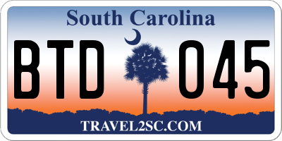 SC license plate BTD045