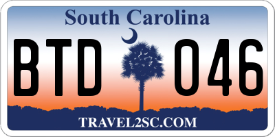 SC license plate BTD046