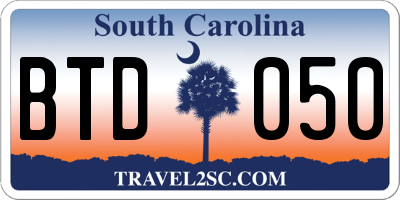 SC license plate BTD050