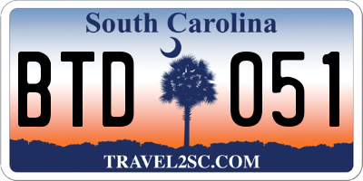 SC license plate BTD051