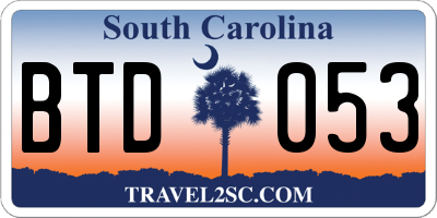 SC license plate BTD053