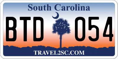 SC license plate BTD054