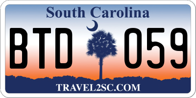 SC license plate BTD059