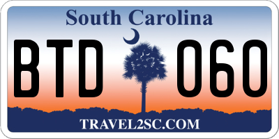 SC license plate BTD060