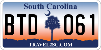 SC license plate BTD061