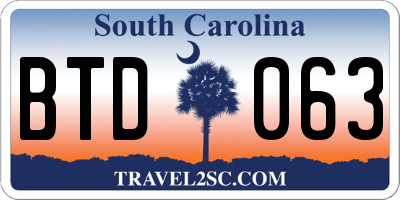 SC license plate BTD063