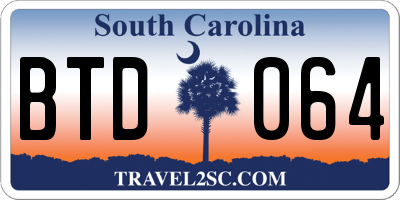 SC license plate BTD064