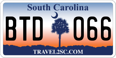 SC license plate BTD066